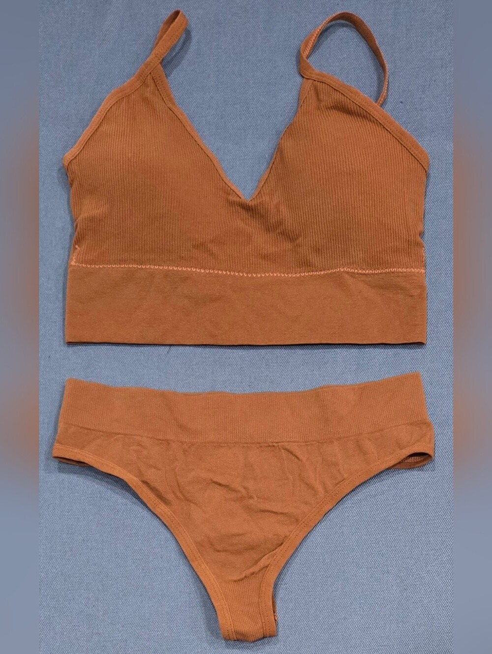 NWOT Seamless Ribbed Bralette & Panty Set